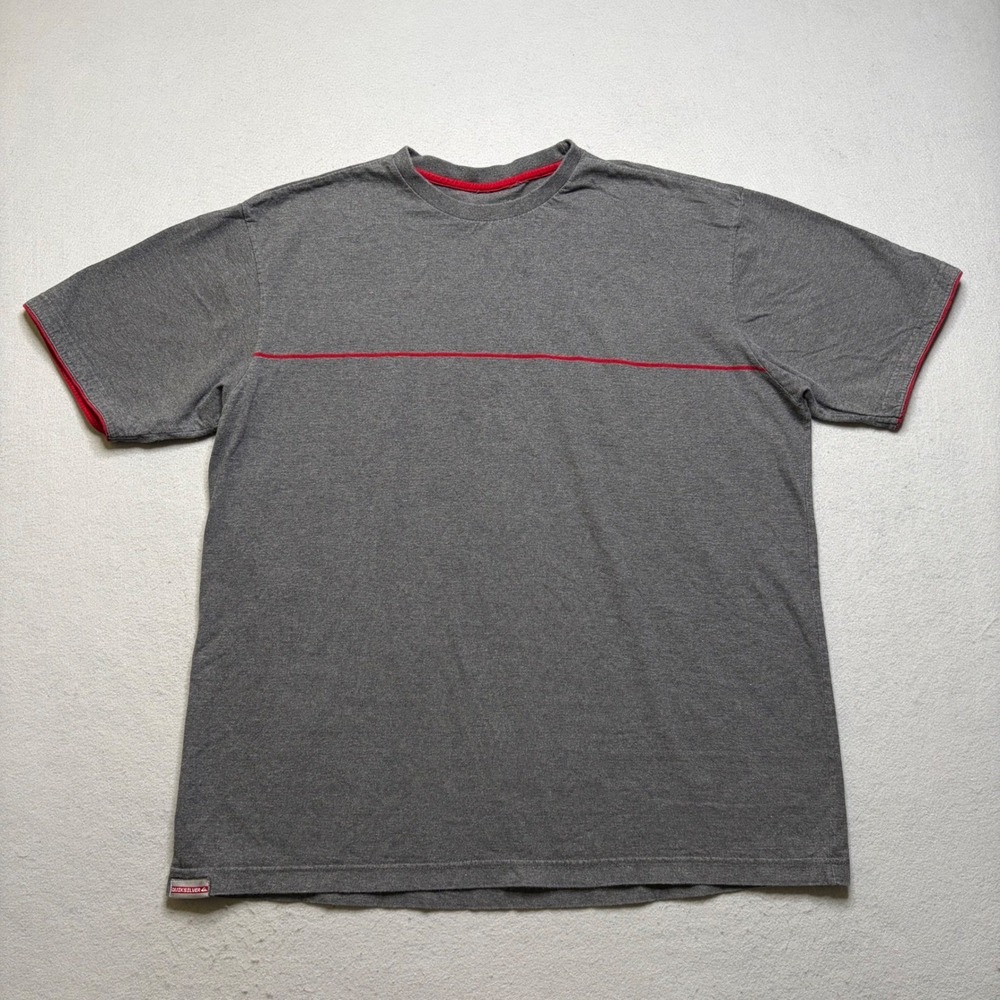 Quiksilver T-Shirt Mens XL Grey Vintage Y2K Red Stripe Short Sleeve Skate Tee